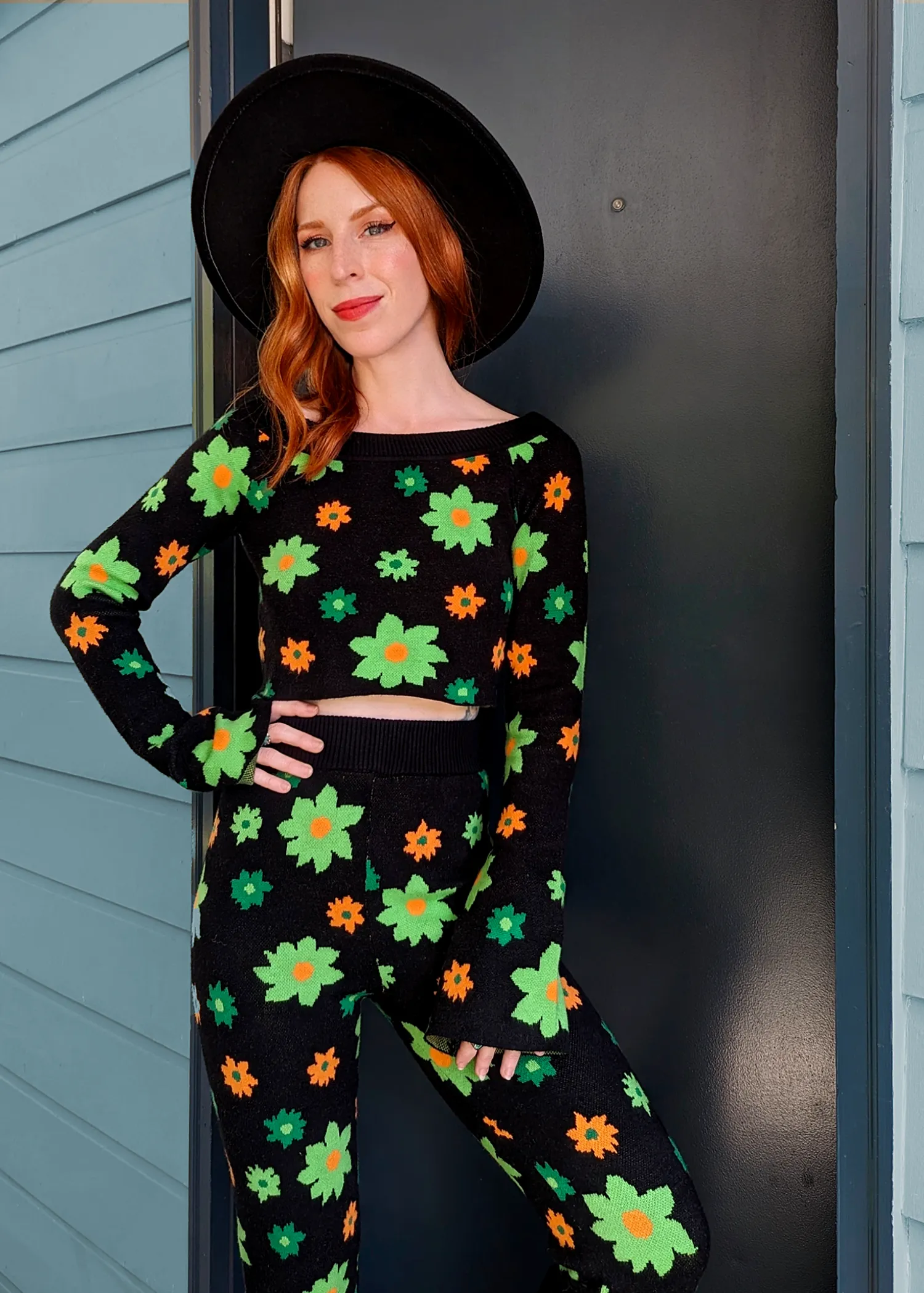 Midnight Garden Knit Flares