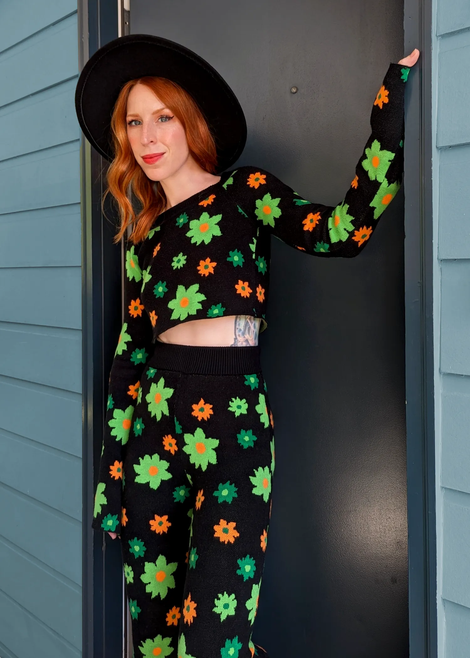Midnight Garden Knit Flares