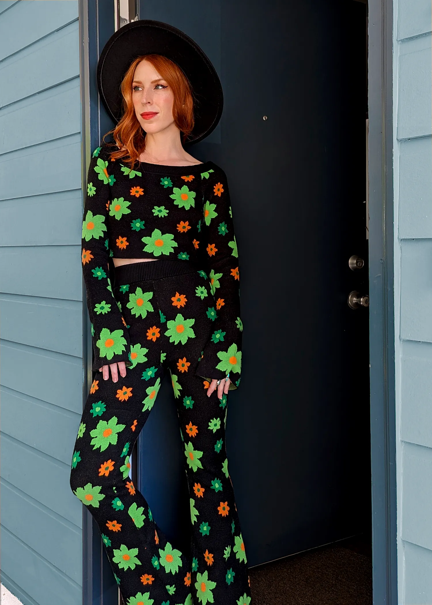 Midnight Garden Knit Flares
