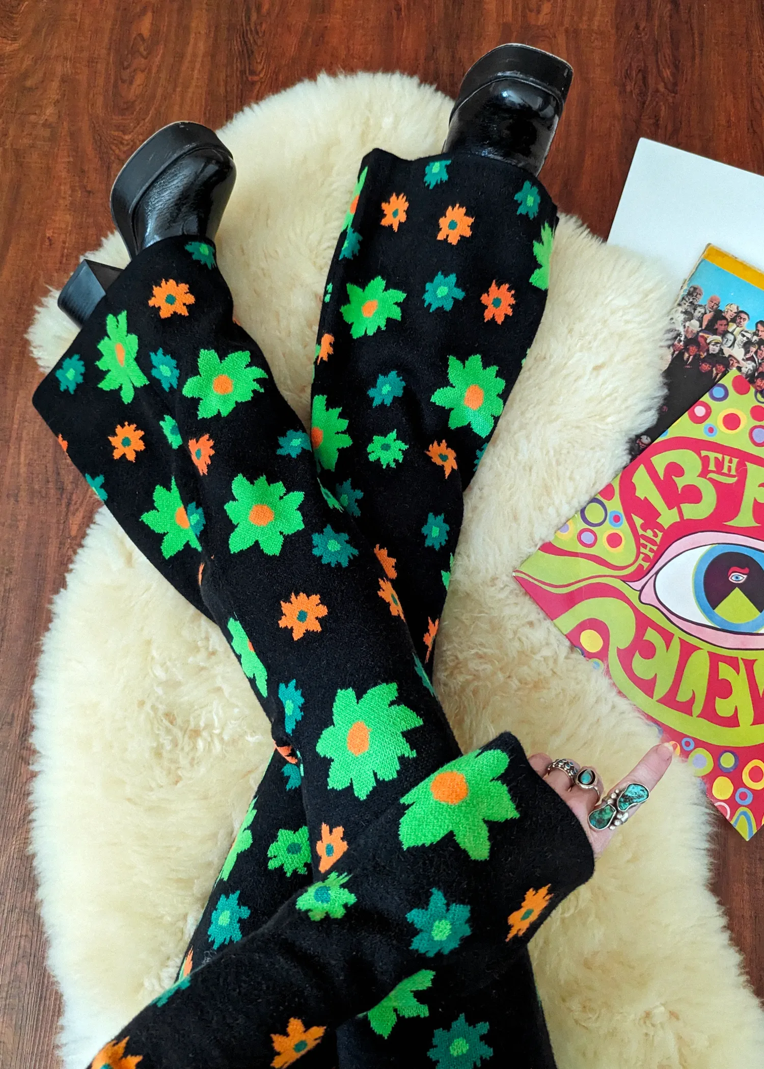 Midnight Garden Knit Flares