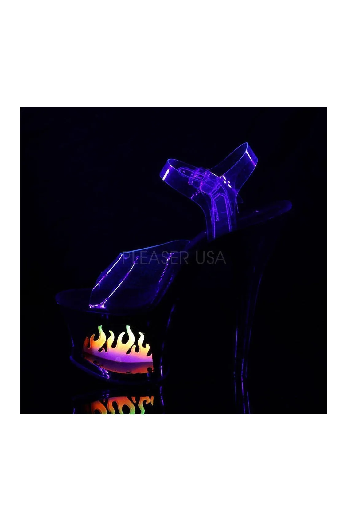 MOON-708FLM Platform Sandal | Black Vinyl