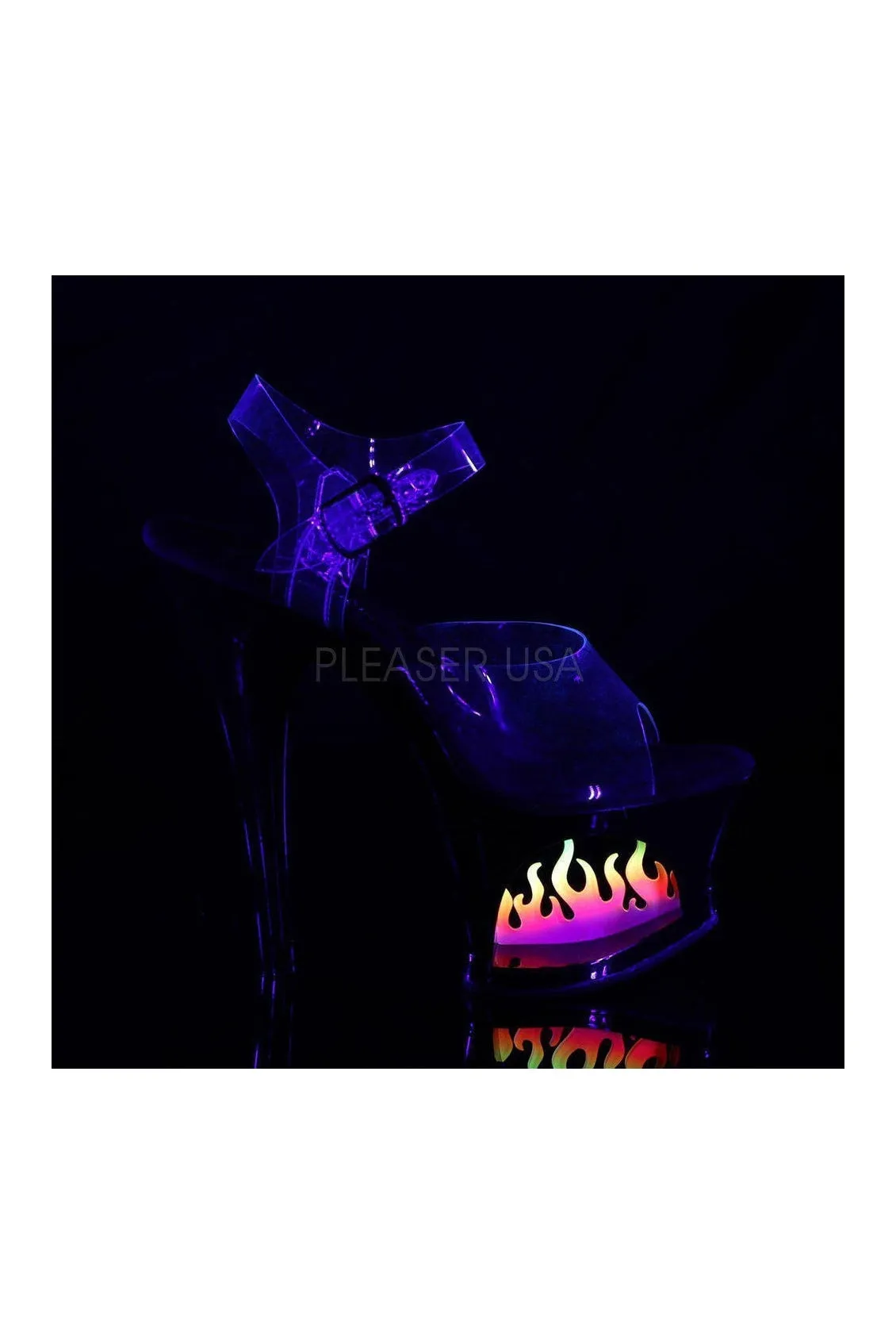MOON-708FLM Platform Sandal | Black Vinyl
