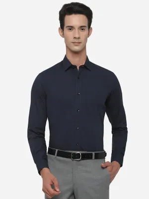 Navy Blue Solid Smart Fit Casual Shirt | Greenfibre