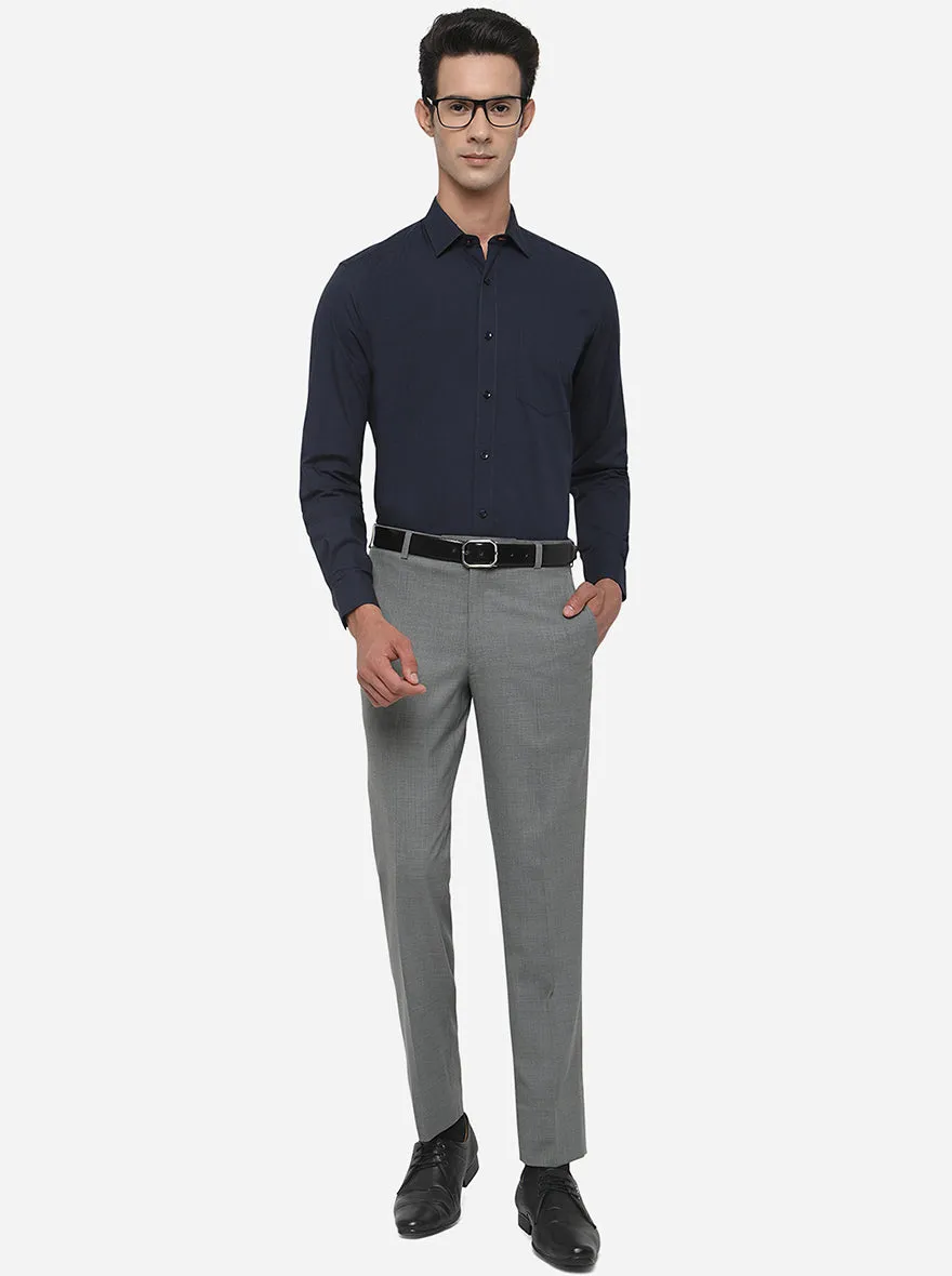 Navy Blue Solid Smart Fit Casual Shirt | Greenfibre