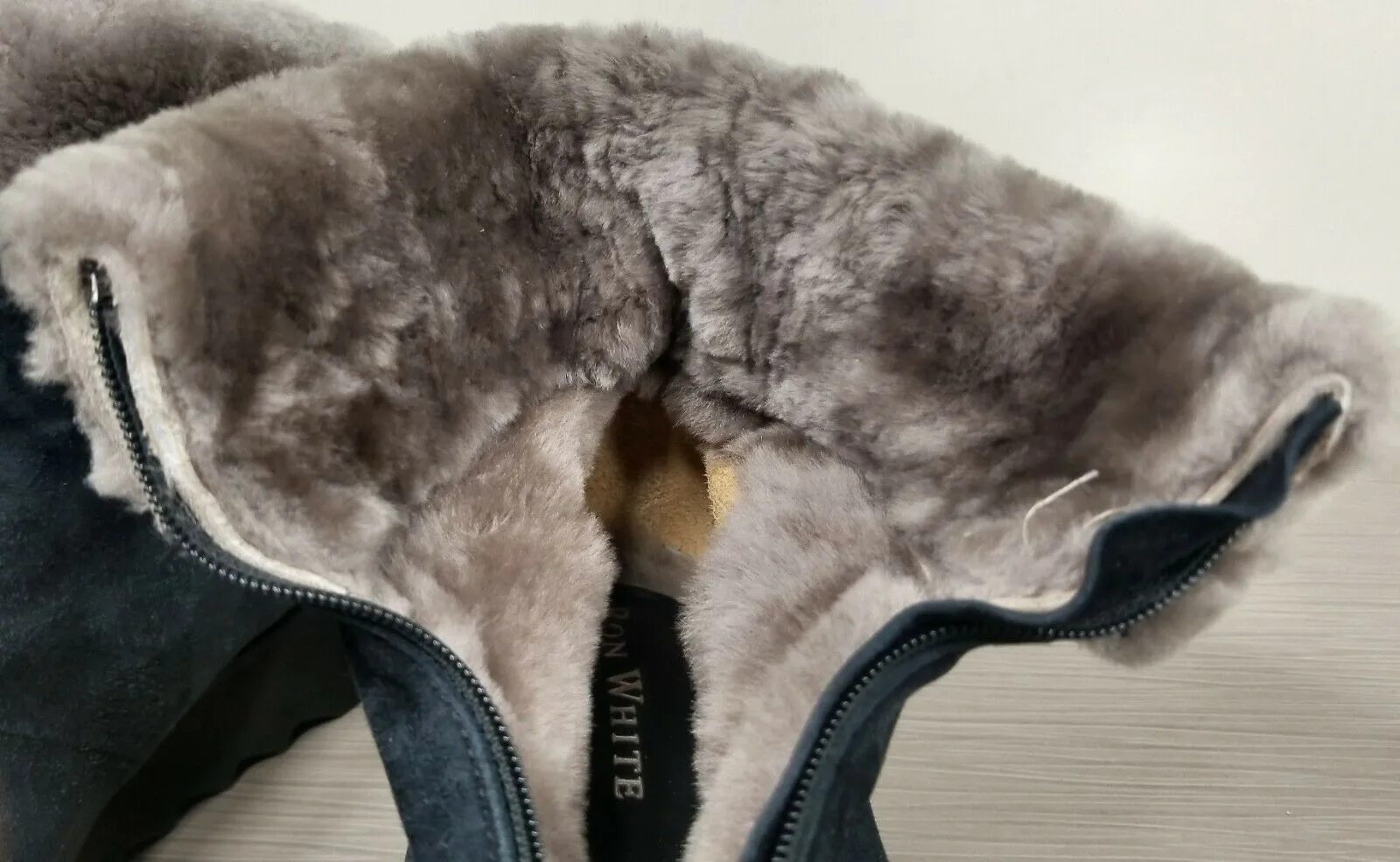 New Nordstrom Item! Italian Ron White "Deniz" Cashmere Suede Leather & Shearling Weatherproof Ankle Boots, Navy, Sz 37/7! Retails $495 