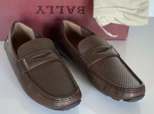 NIB Bally Mens Perforated Calf Leather Driver Loafers Shoes Coconut 8 US 6231354
