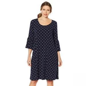 Nina Leonard Bell-Sleeve Printed Trapeze Dress