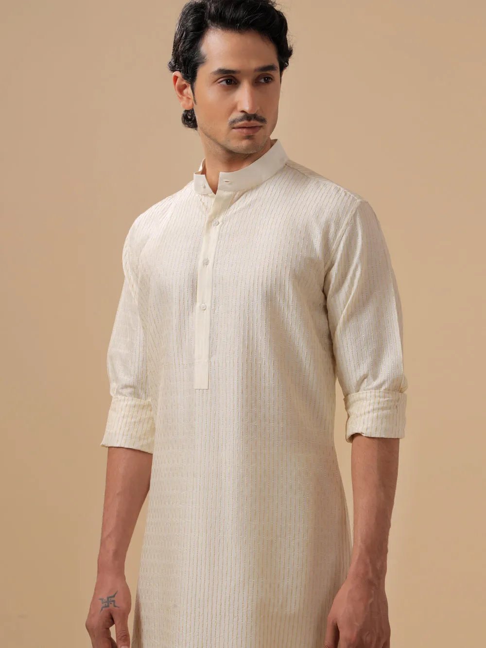 Off White Silk Kurta