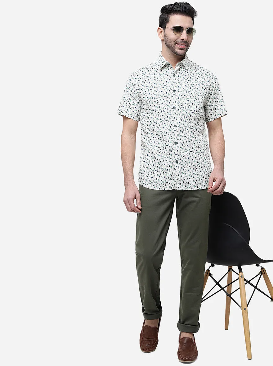Olive Solid Uno Fit Casual Trouser | JadeBlue