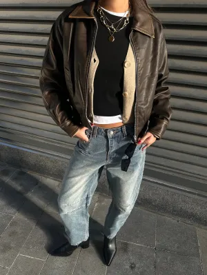 ONLY Marley Faux Leather Bomber Jacket