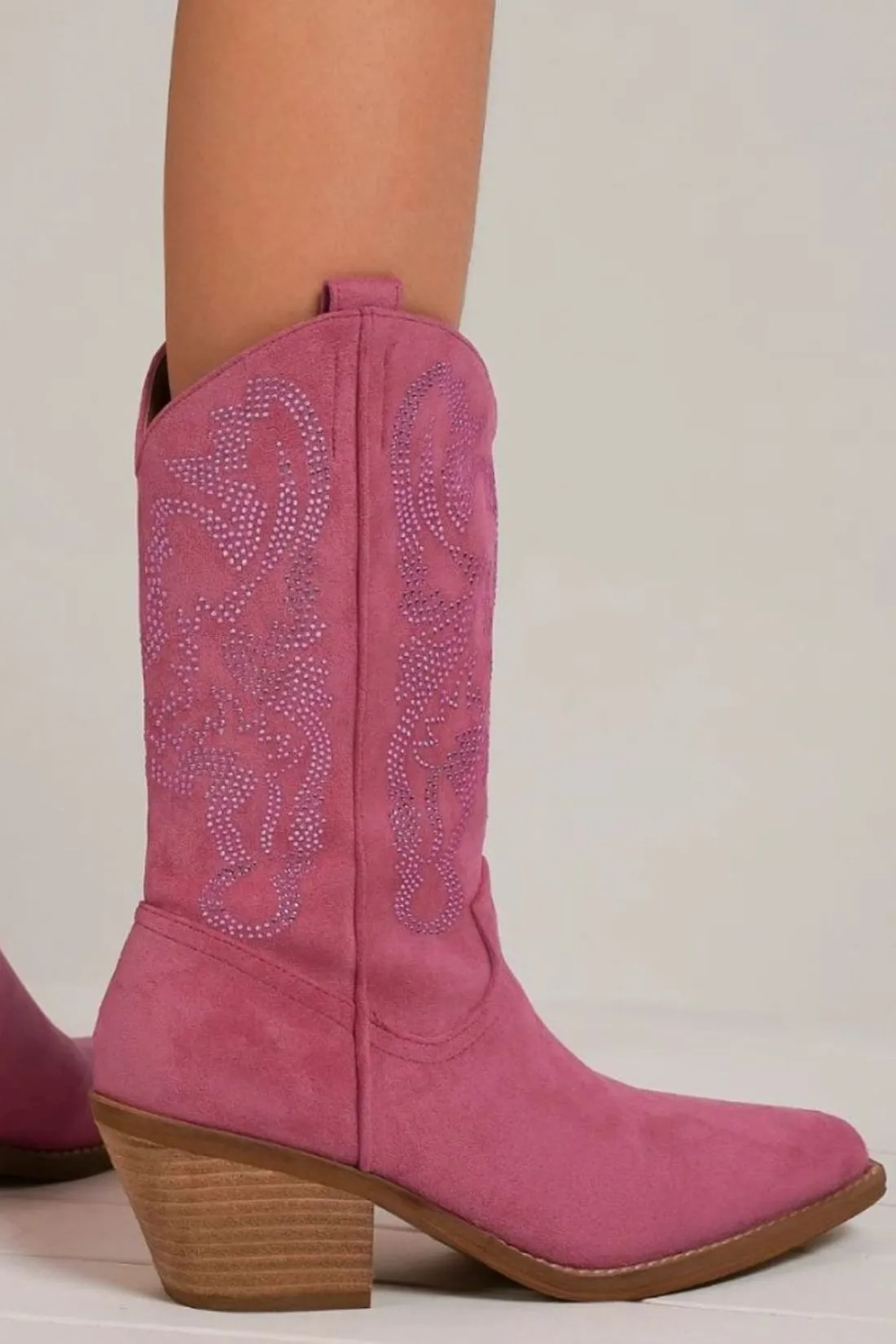 Pink Cowboy Boots with Rhinestone Detail
