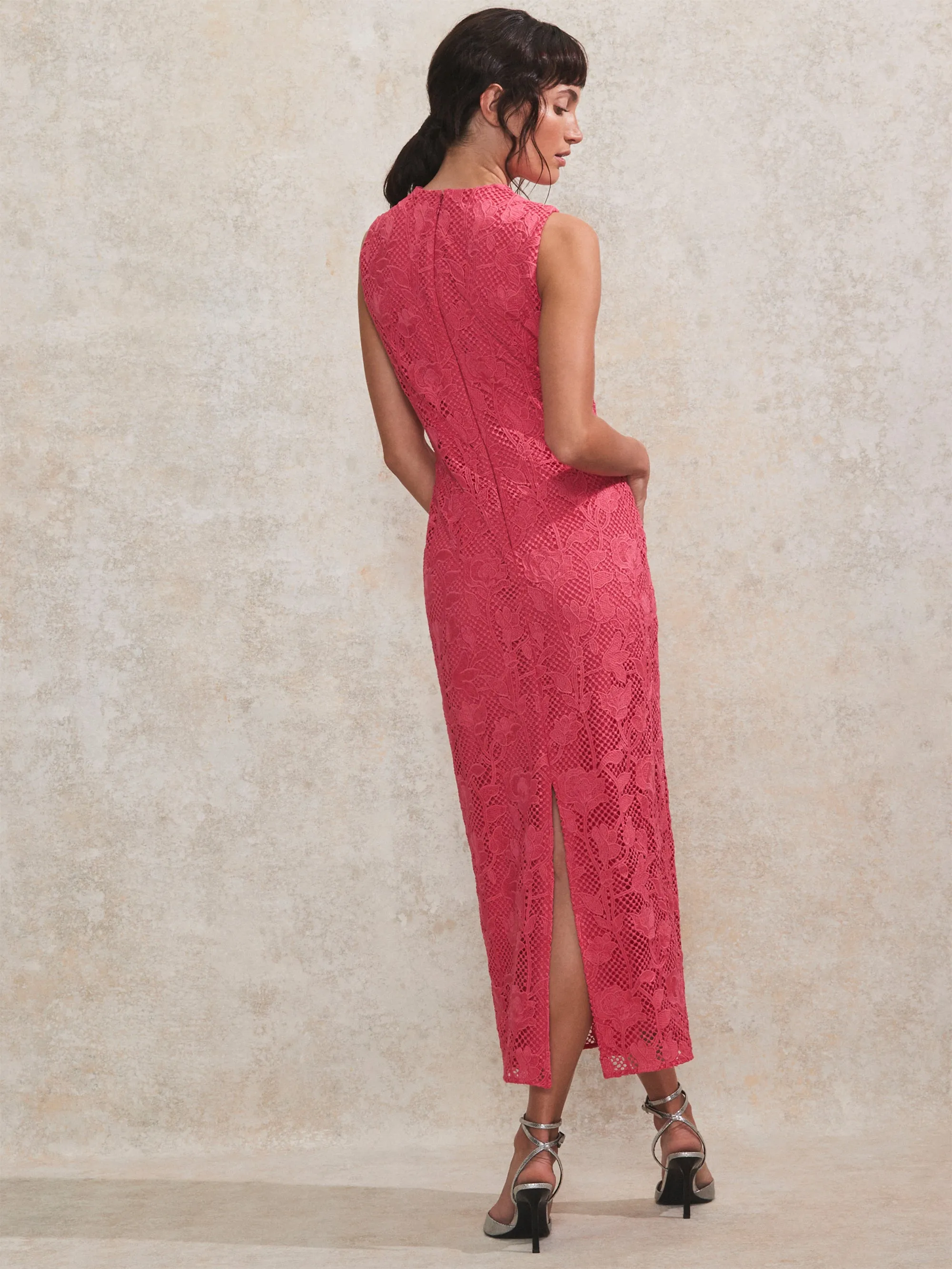 Pink Lace Column Dress