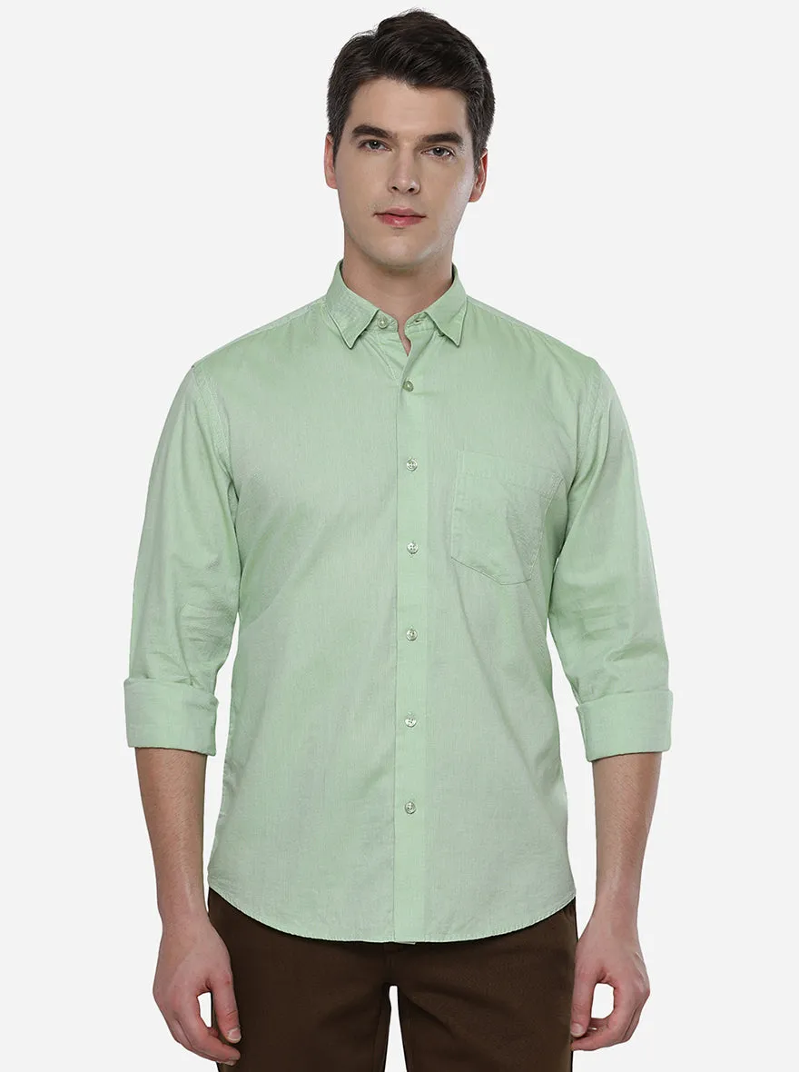 Pista Green Solid Slim Fit Casual Shirt | JadeBlue