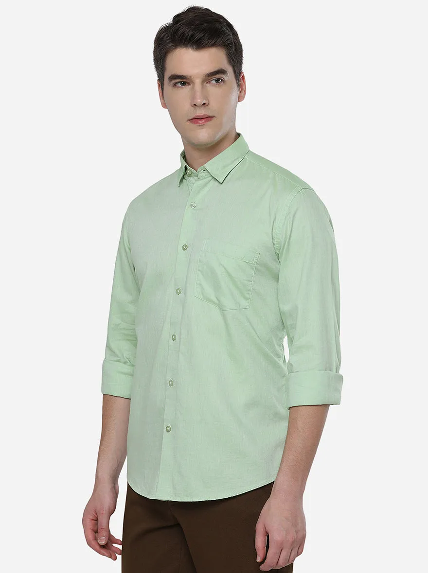 Pista Green Solid Slim Fit Casual Shirt | JadeBlue
