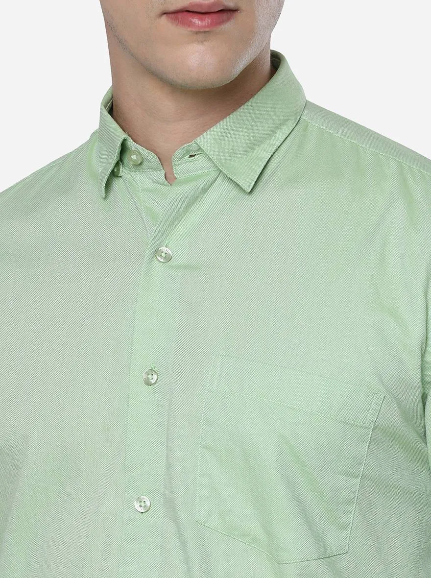 Pista Green Solid Slim Fit Casual Shirt | JadeBlue