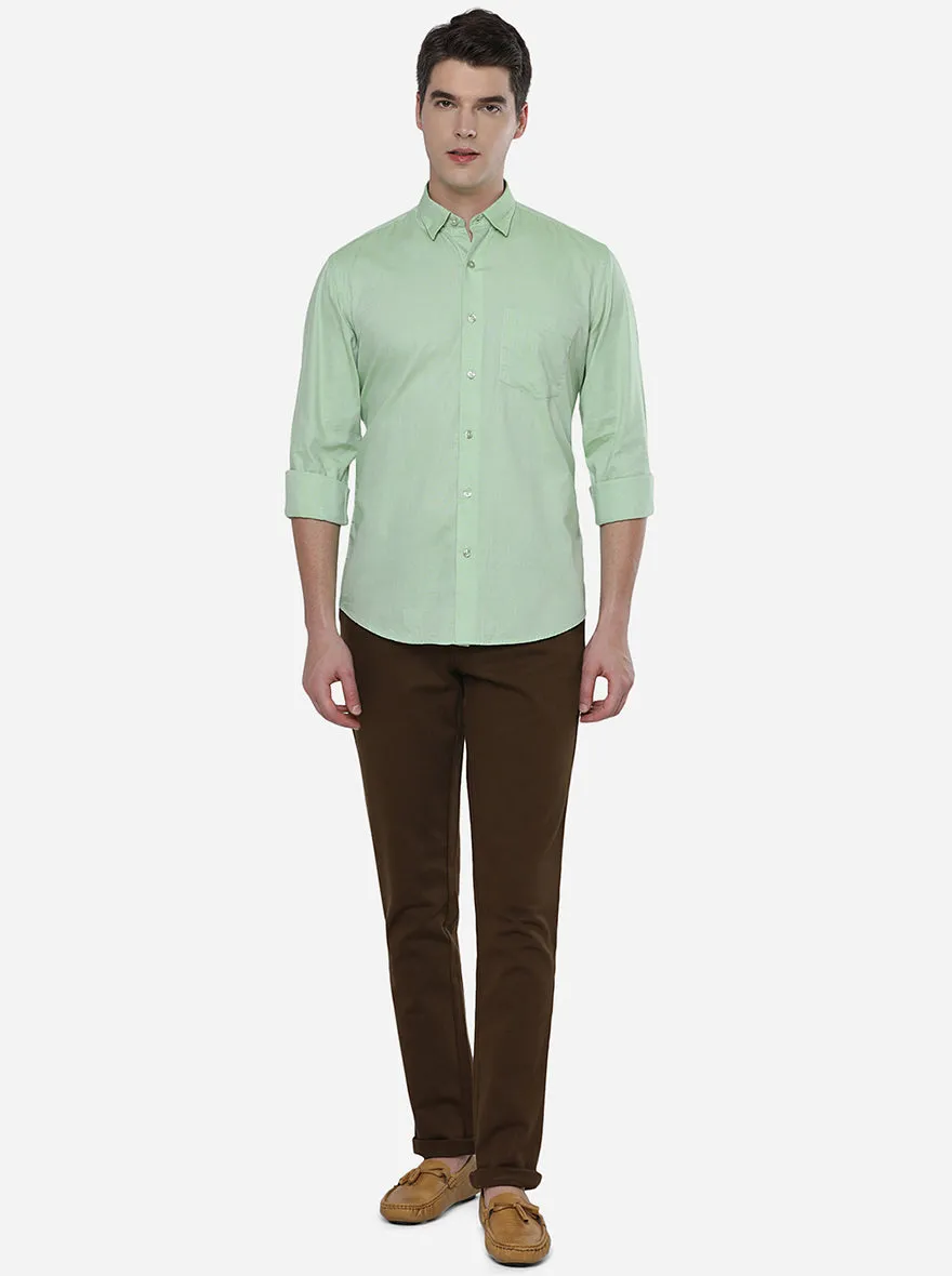 Pista Green Solid Slim Fit Casual Shirt | JadeBlue