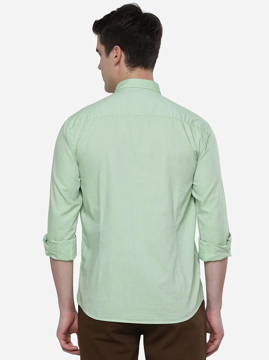 Pista Green Solid Slim Fit Casual Shirt | JadeBlue