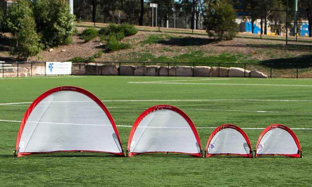 PORTAGOL Round Pop Up Soccer Goal - Set of 2 Goals in a Carry Bag