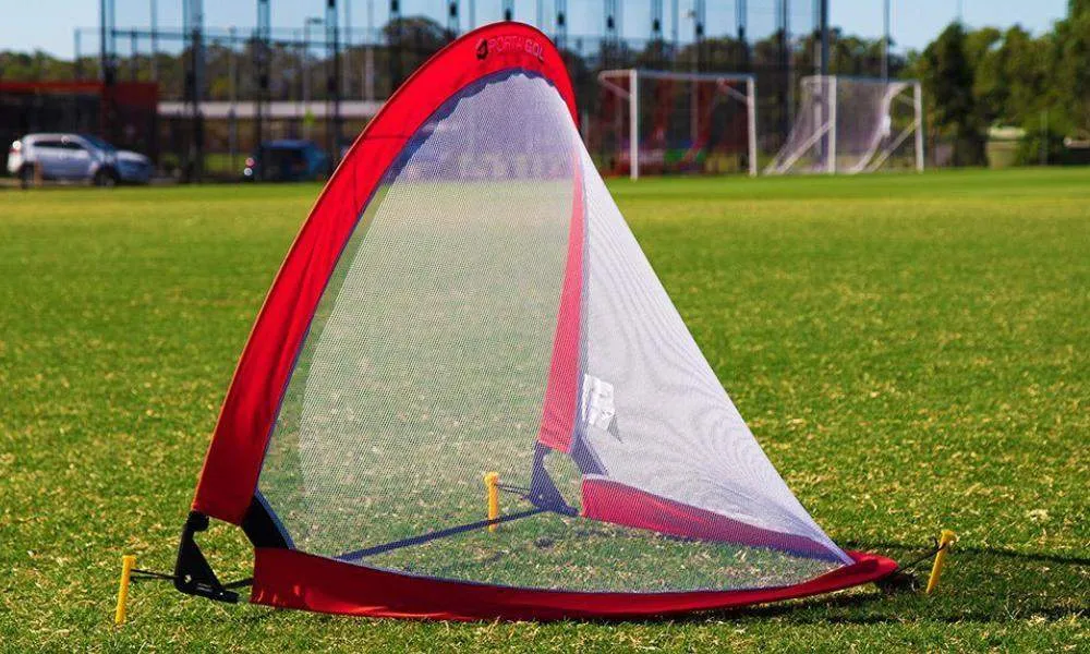 PORTAGOL Round Pop Up Soccer Goal - Set of 2 Goals in a Carry Bag