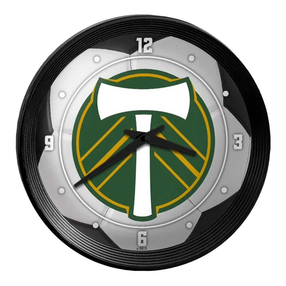 Portland Timbers: Soccer Ball - Ribbed Frame Wall Clock