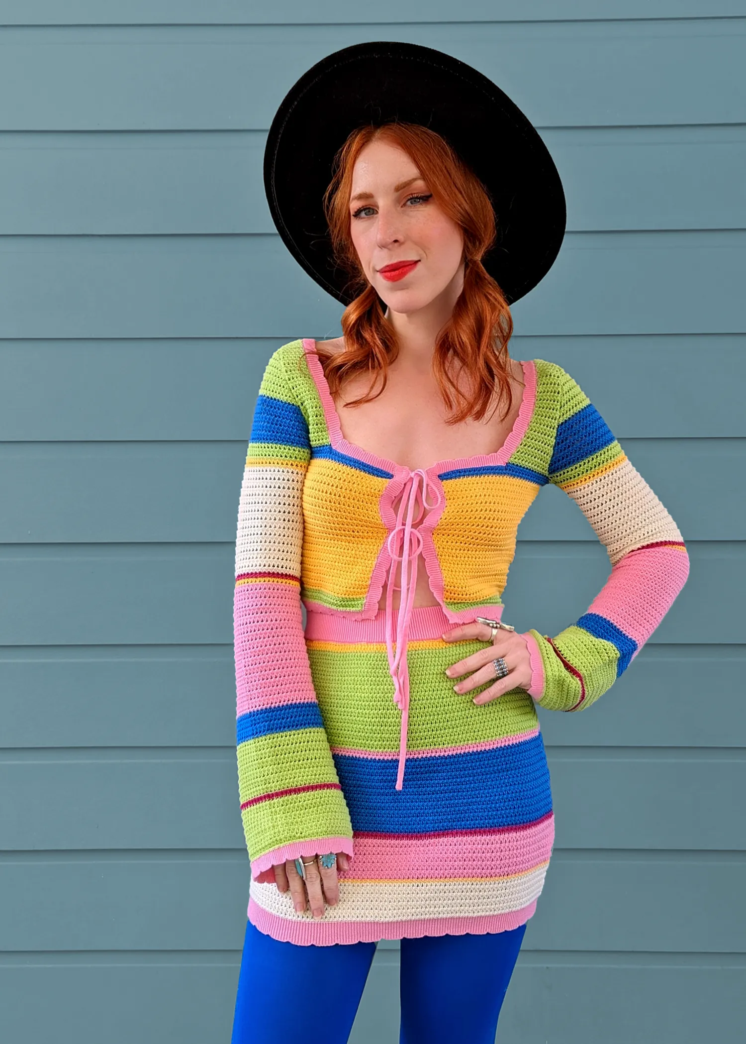 Rainbow Sherbet Knit Mini Skirt