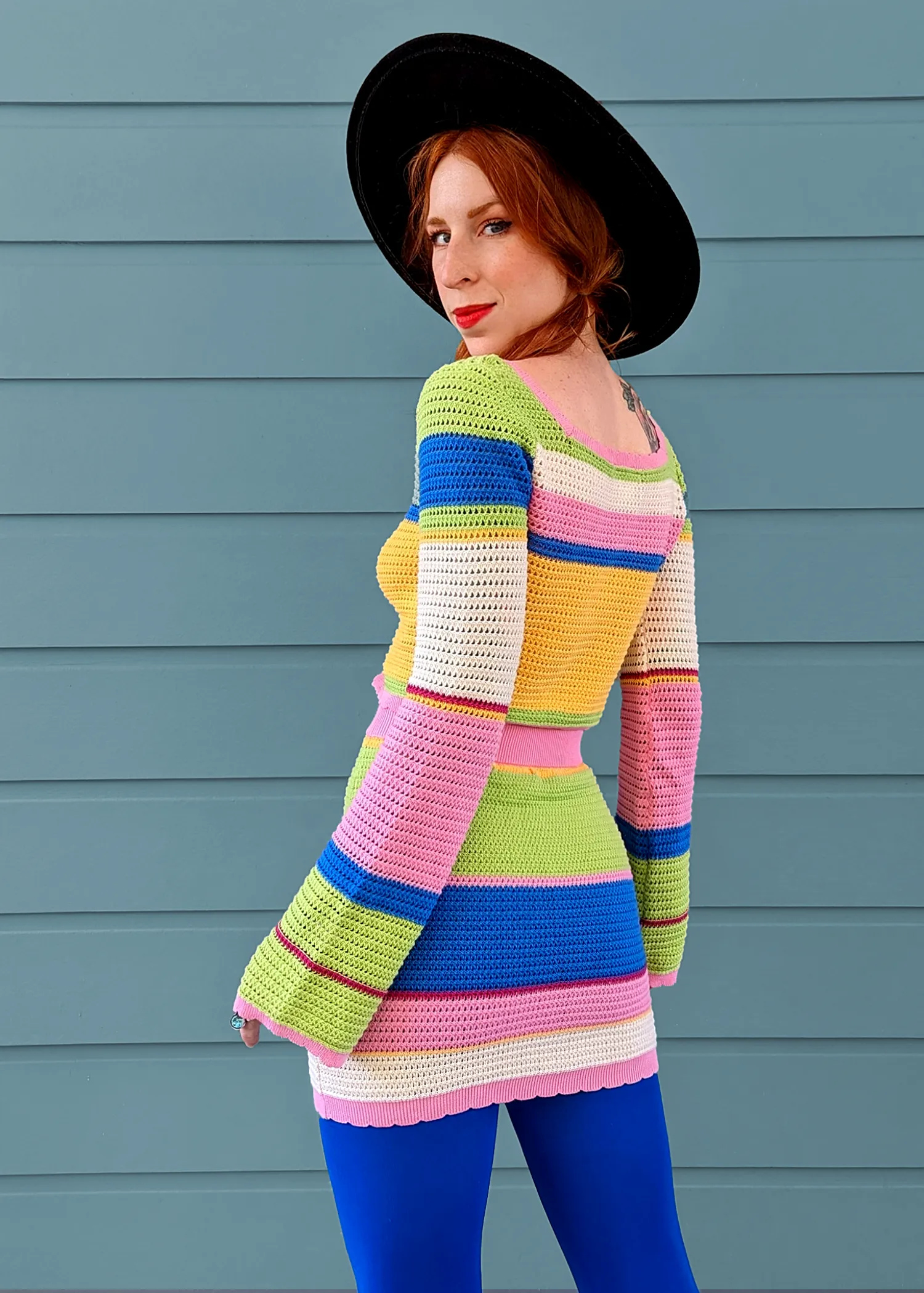 Rainbow Sherbet Knit Mini Skirt