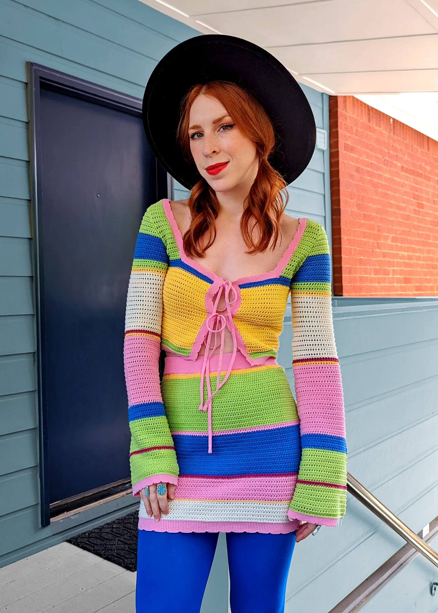 Rainbow Sherbet Knit Mini Skirt