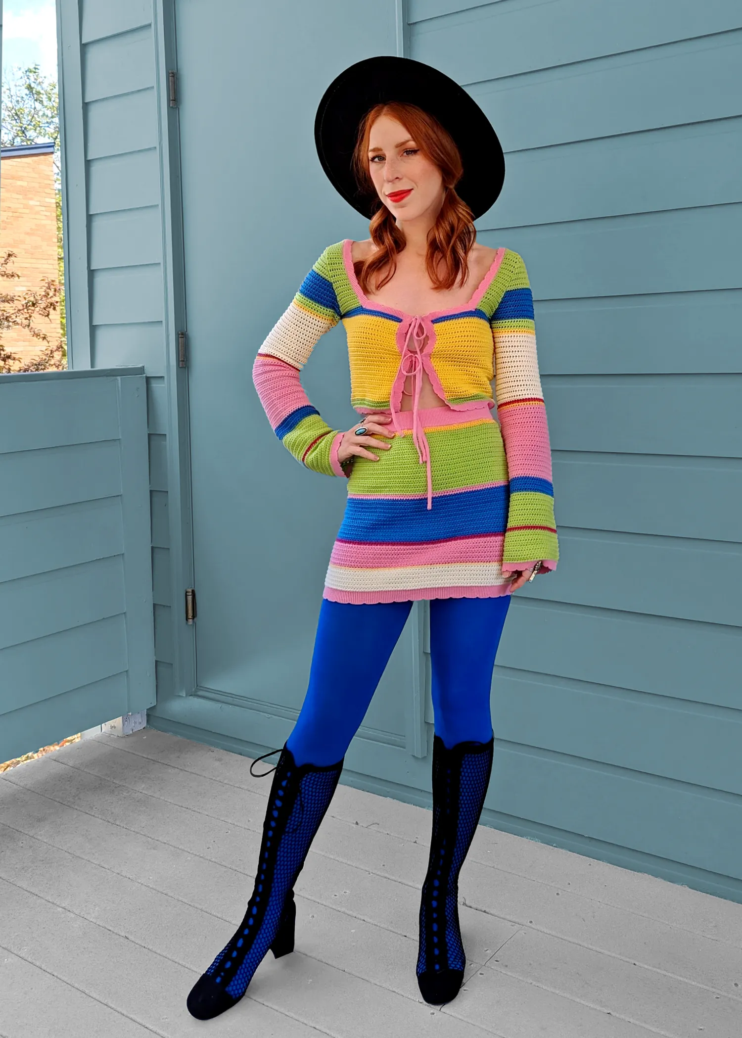 Rainbow Sherbet Knit Mini Skirt