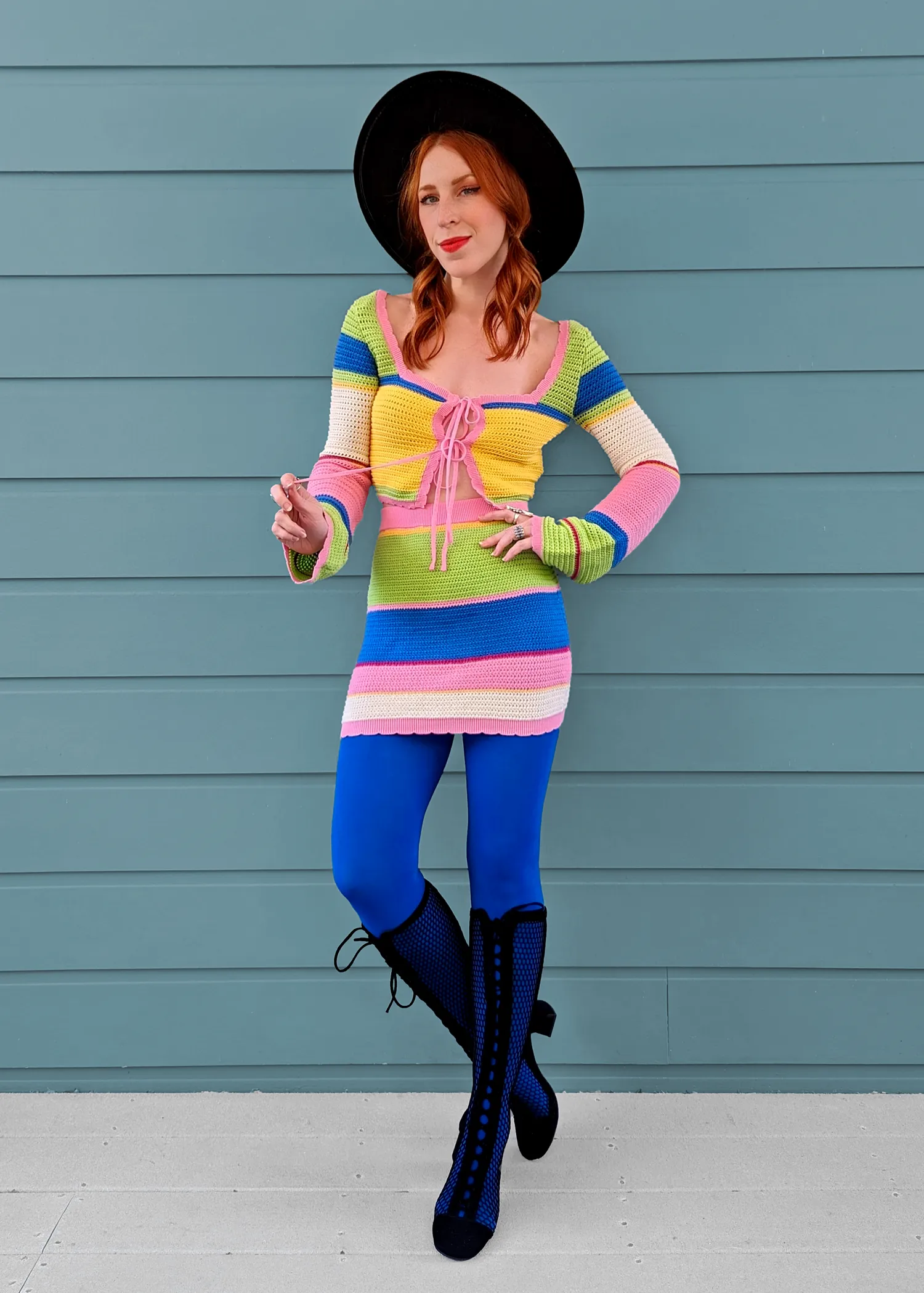 Rainbow Sherbet Knit Mini Skirt