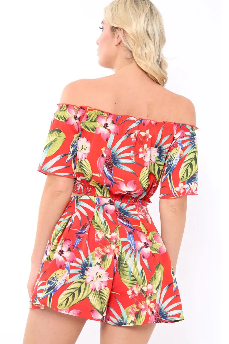 Red Tropical Print Top - Florence
