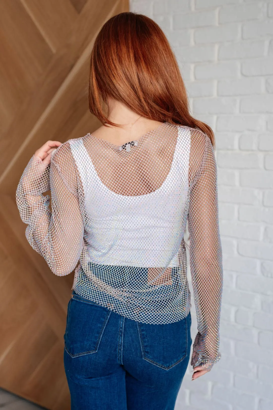 Rhinestone Mesh Top