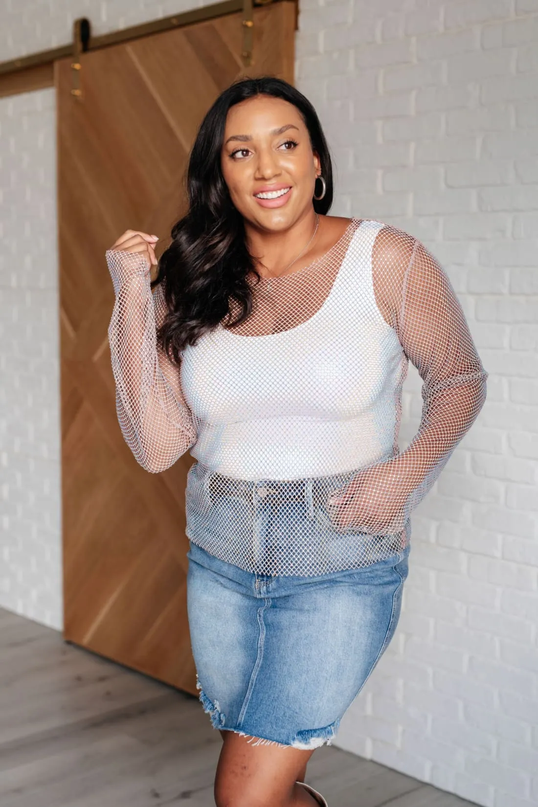 Rhinestone Mesh Top