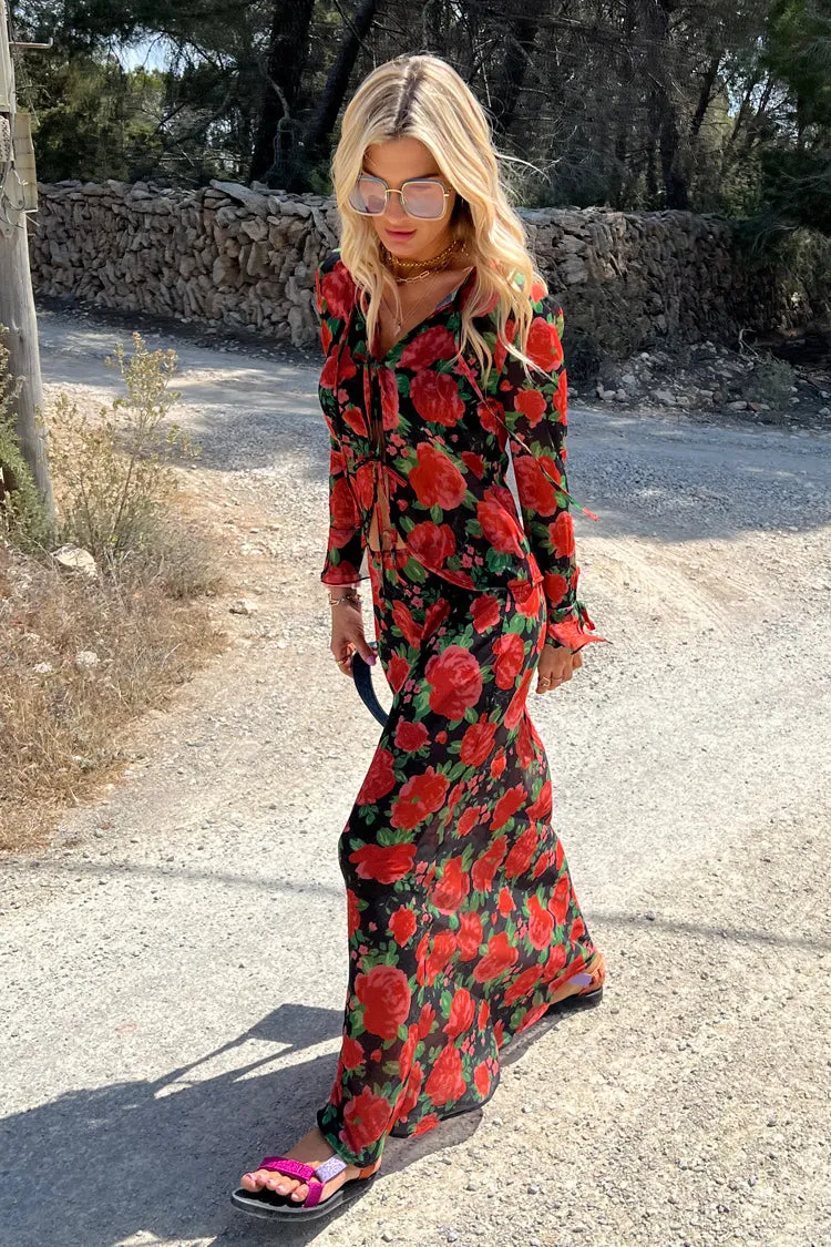 Rose Chiffon Tie Front Blouse