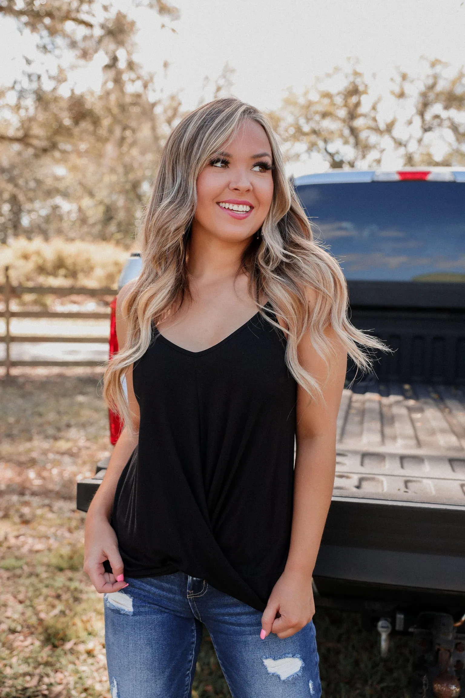 Sandy Wrap Cami Top - Black