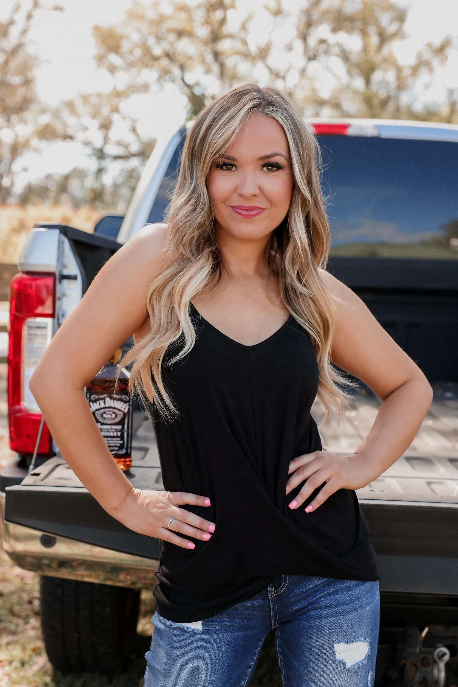 Sandy Wrap Cami Top - Black