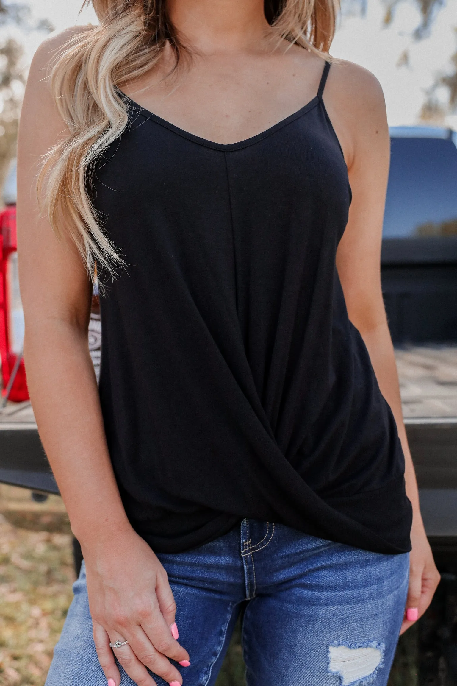 Sandy Wrap Cami Top - Black