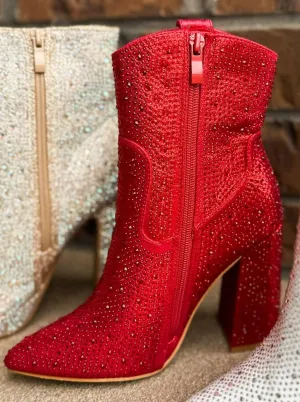 Seeing Red Rhinestone Booties