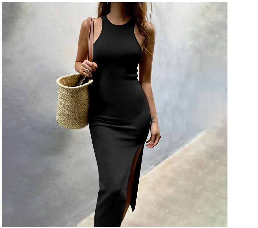 Simple And Sexy Charming High-Slit Midi Dress