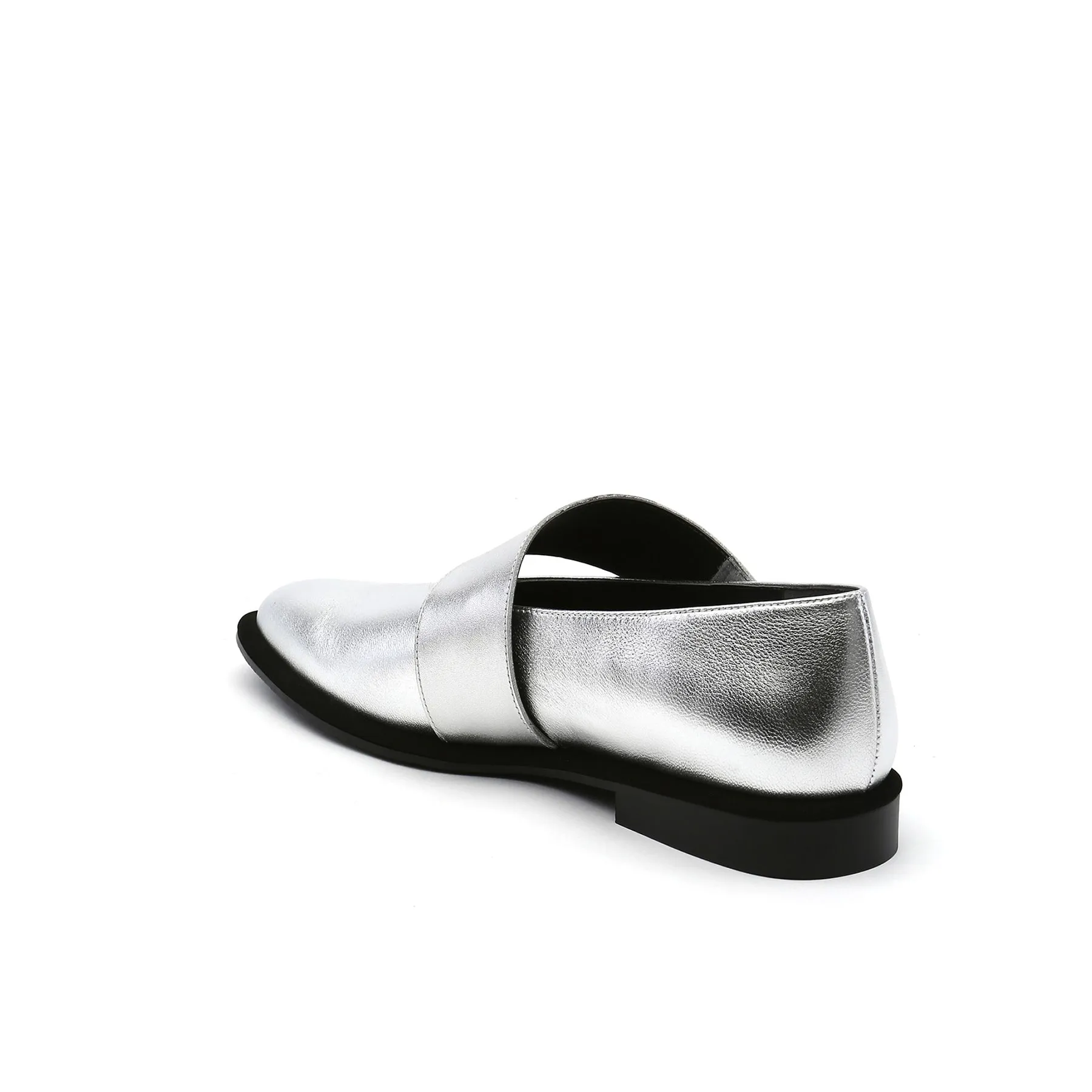 Simple As Comfort Leather Flat - Silver