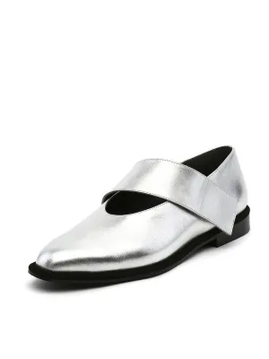 Simple As Comfort Leather Flat - Silver