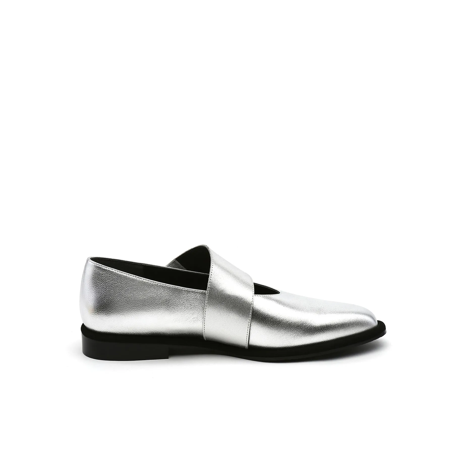 Simple As Comfort Leather Flat - Silver