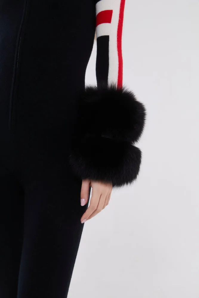 SKI: Black Base Layer Jumpsuit with Stripe Detail (CUSTOMISABLE)