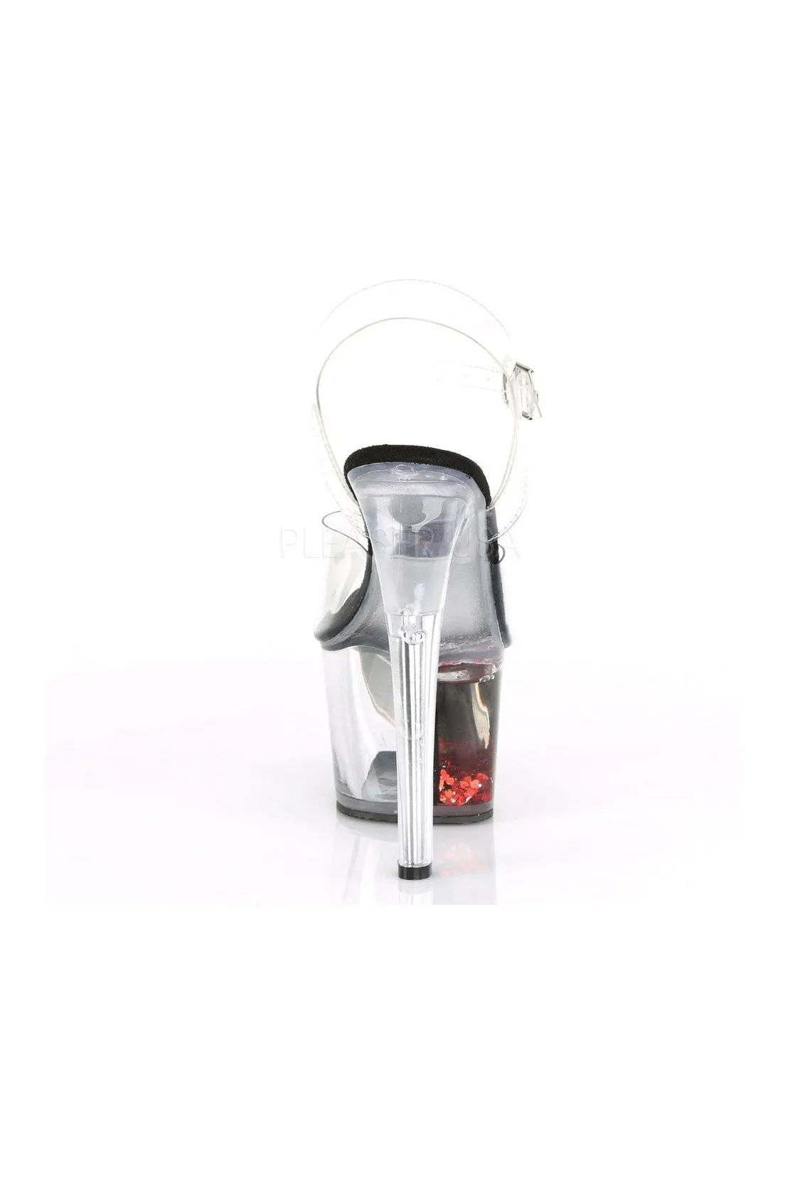SKY-308WHG Exotic Platform Sandal | Clear Vinyl