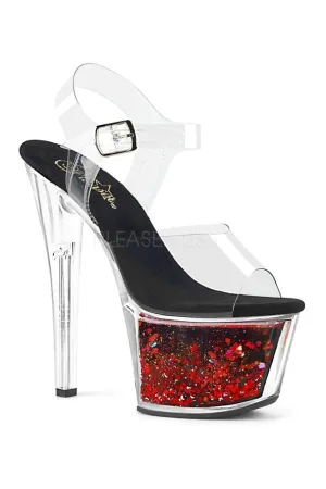 SKY-308WHG Exotic Platform Sandal | Clear Vinyl