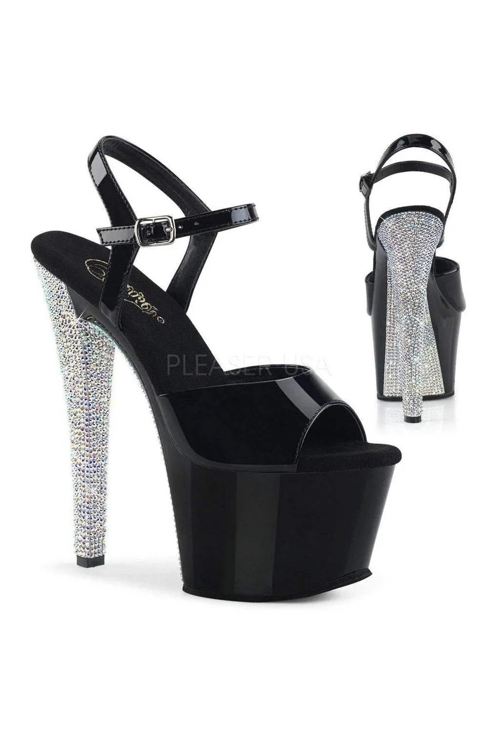 SKY-309CHRS Platform Sandal  | Black Patent