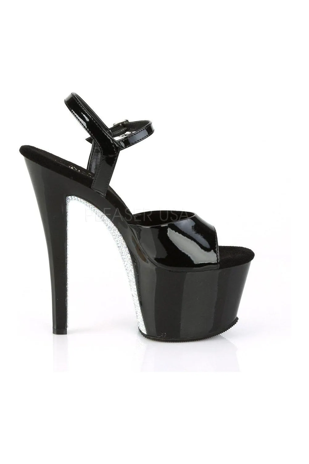 SKY-309CRS Platform Sandal  | Black Patent