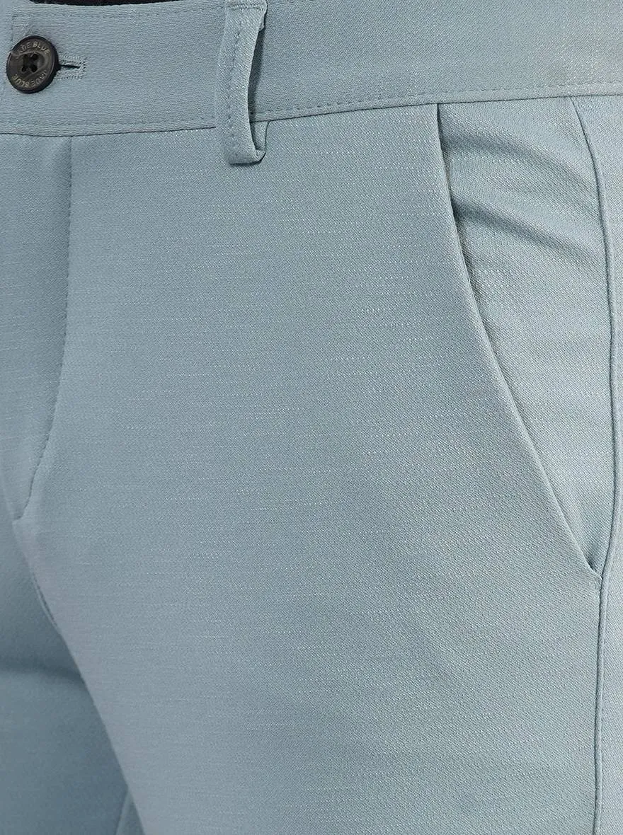 Sky Blue Solid Venice Fit Casual Trouser | JadeBlue