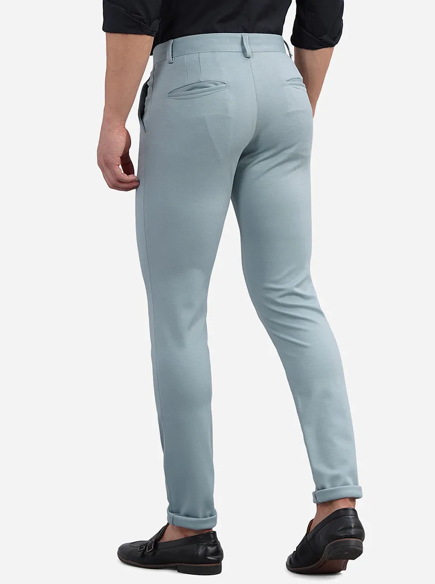 Sky Blue Solid Venice Fit Casual Trouser | JadeBlue