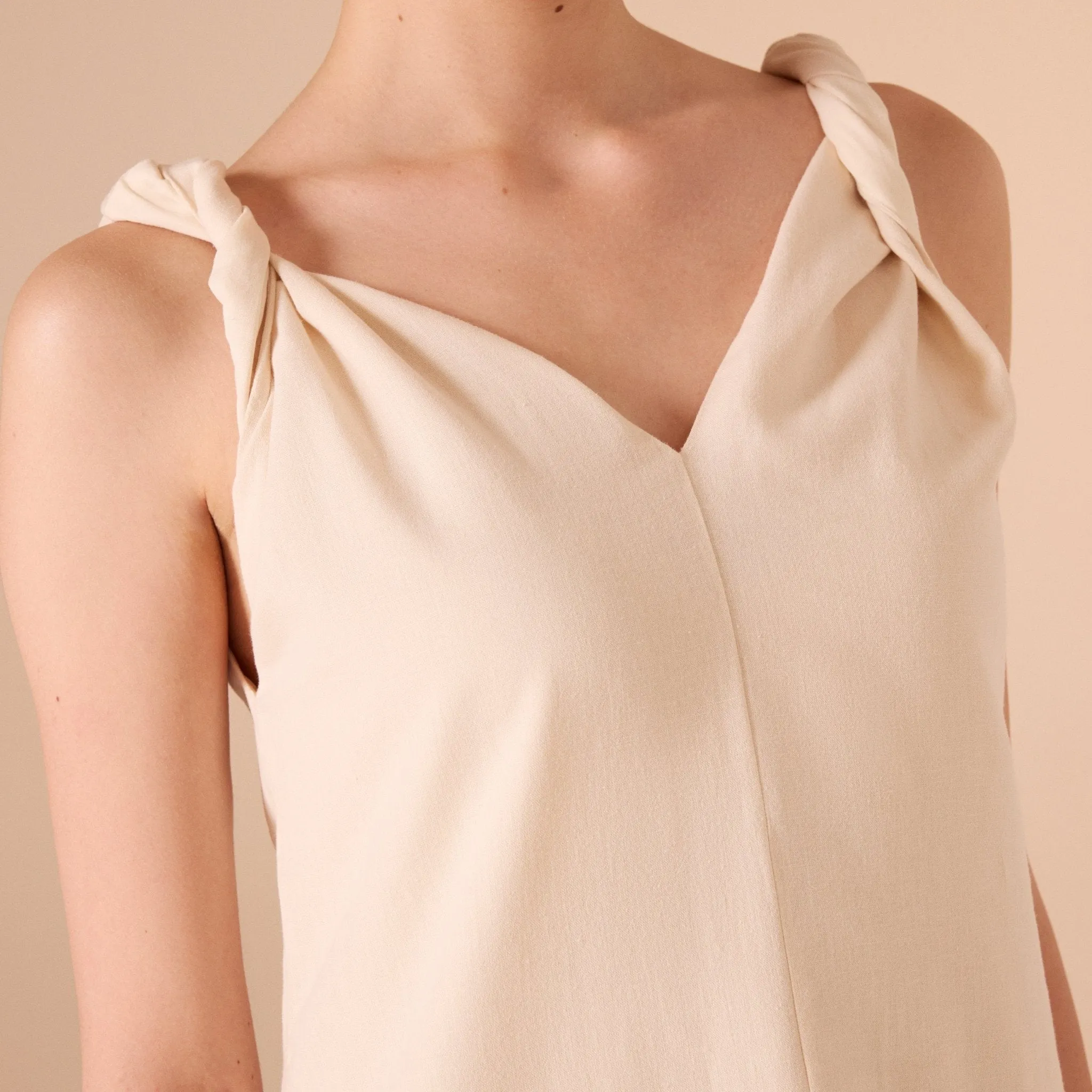 Sleeveless Loose Midi Dress in Linen Cotton Blend