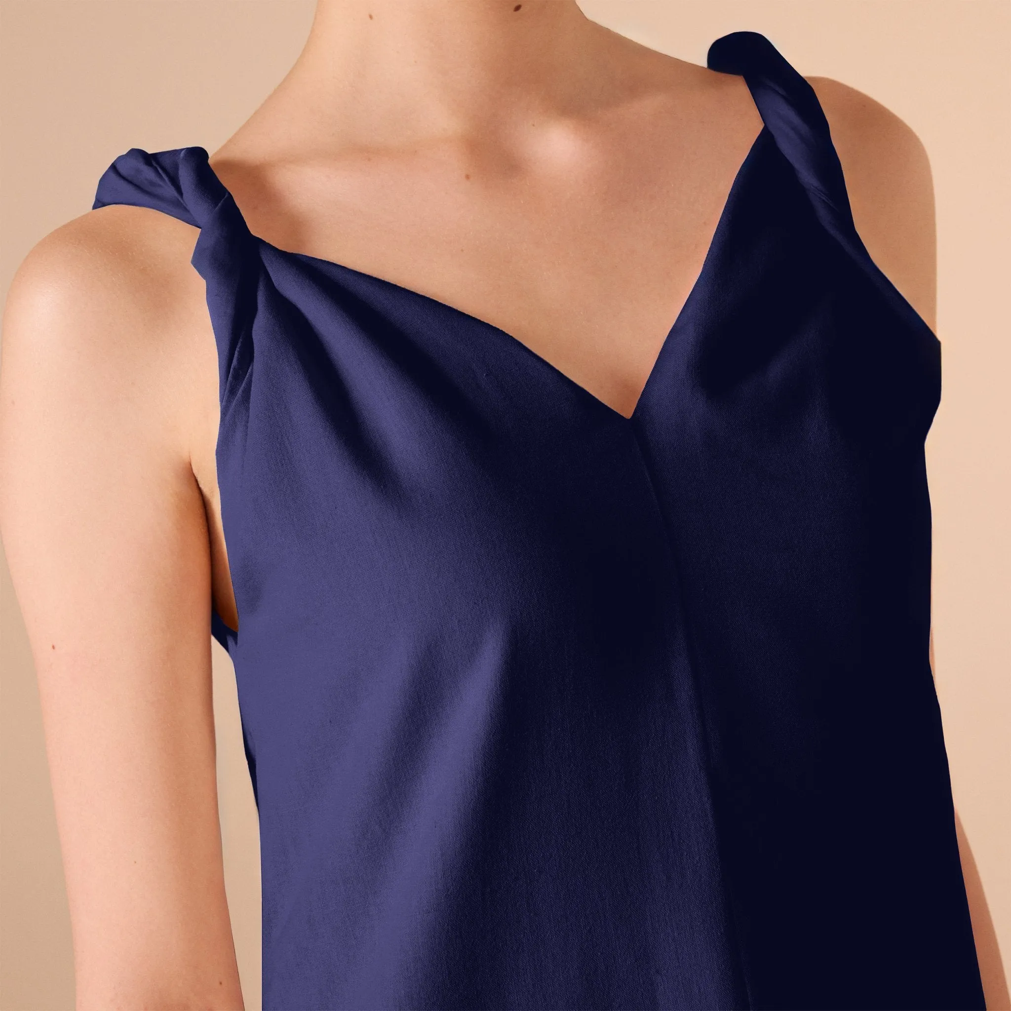 Sleeveless Loose Midi Dress in Linen Cotton Blend